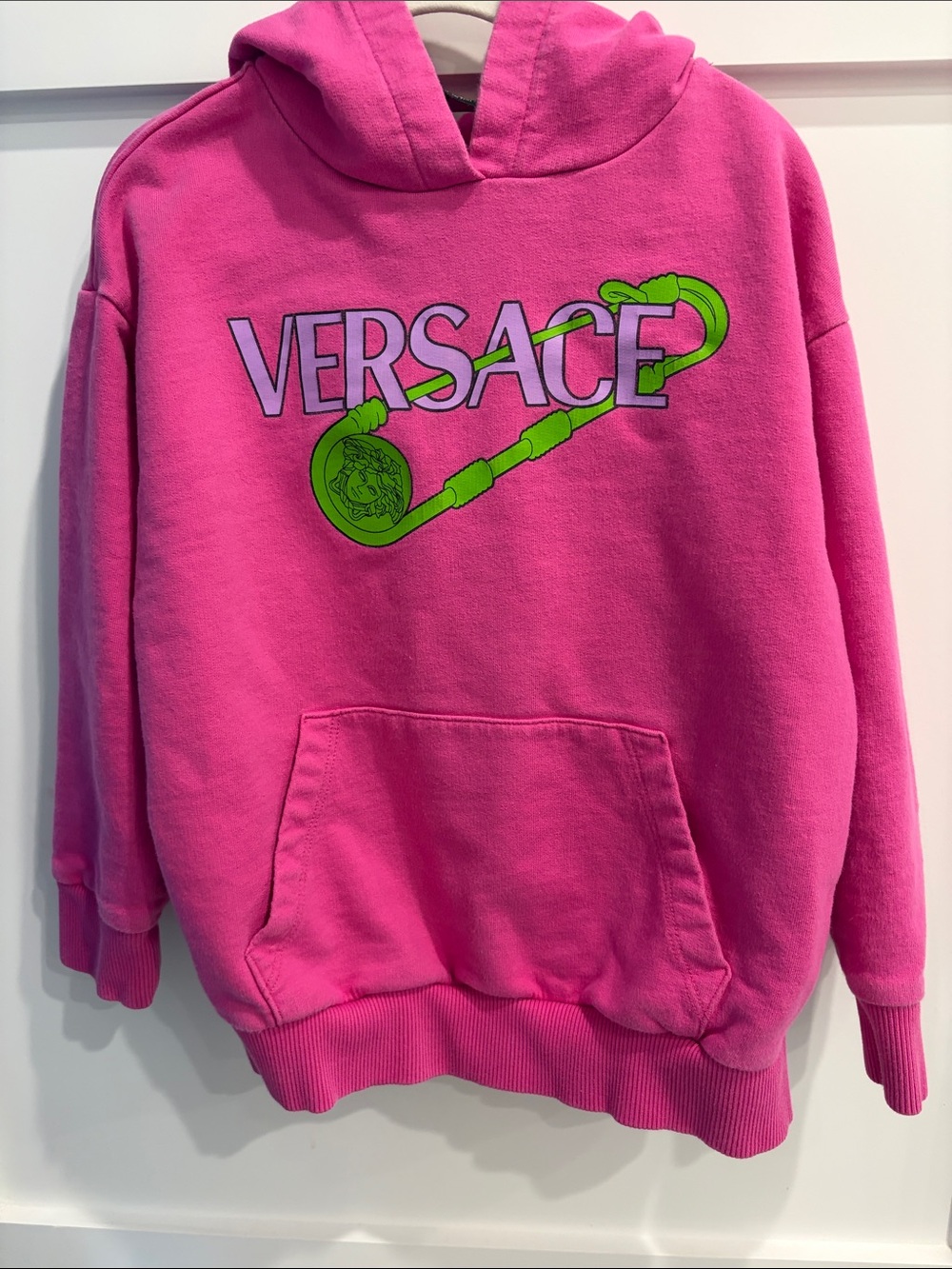 Versace Hot Pink Hoodie with Neon Green Logo